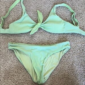 Green Ribbed Bikini Set